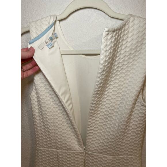 Boden Textured Knitted White Dress Diamond Print Stretch Comfort Dress size 6 - Picture 3 of 6
